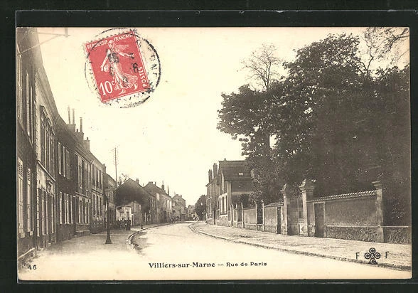 CPA Villiers-sur-Marne, Rue de Paris, vue de la rue 1910