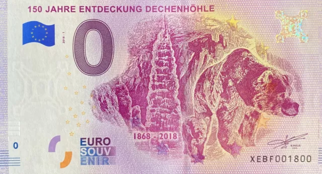 Billet 0  Euro  150 Jahre Entdeckungn Dechenhohle  Allemagne    2018 Numero 1800