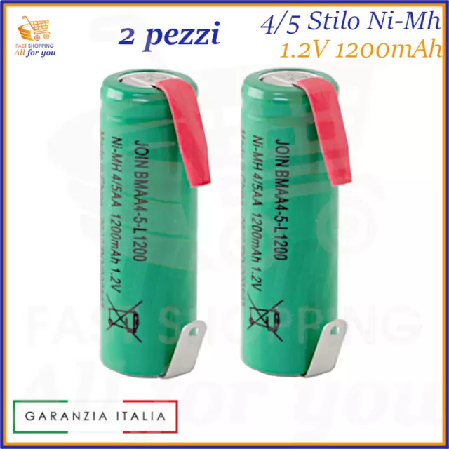 2pz Batteria batterie pile ricaricabili ni-mh 1.2V 1200mAh 4/5AA stilo a saldare