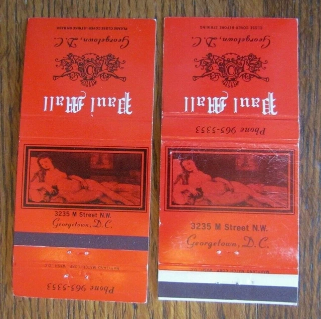 Girlie Matchbook Covers: Paul Mall Washington, Dc Empty Matchcovers -D12