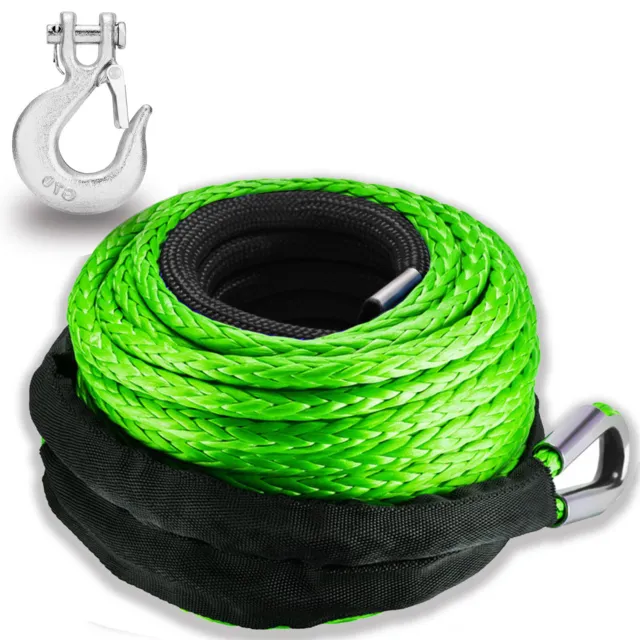 3/8" x 92ft Synthetic Winch Rope with Hook, 27000LBS Synthentic Winch Cable Kit