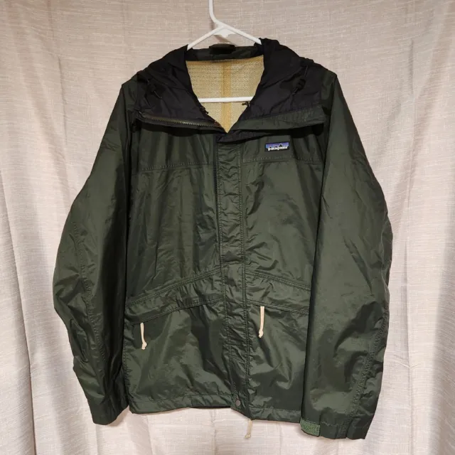 Patagonia Torrentshell Full Zip Hooded Rain Jacket Mesh Lining Mens Small Green