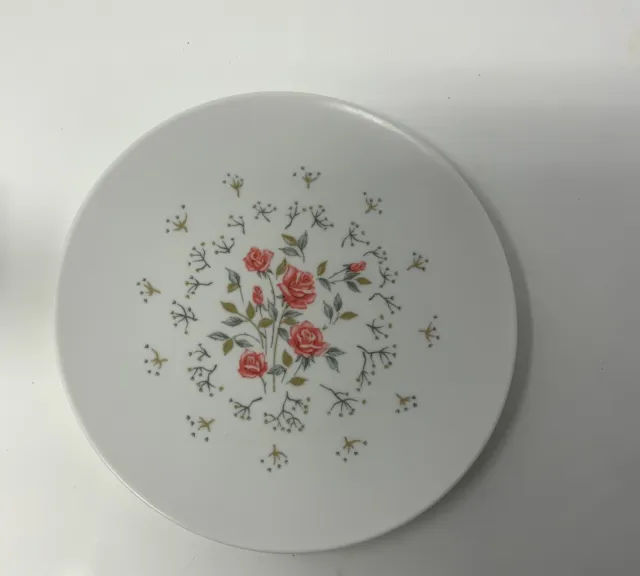 Lot 7 Vintage Boonton Ware Small Plates Melamine Little Melmac Roses Floral Nice