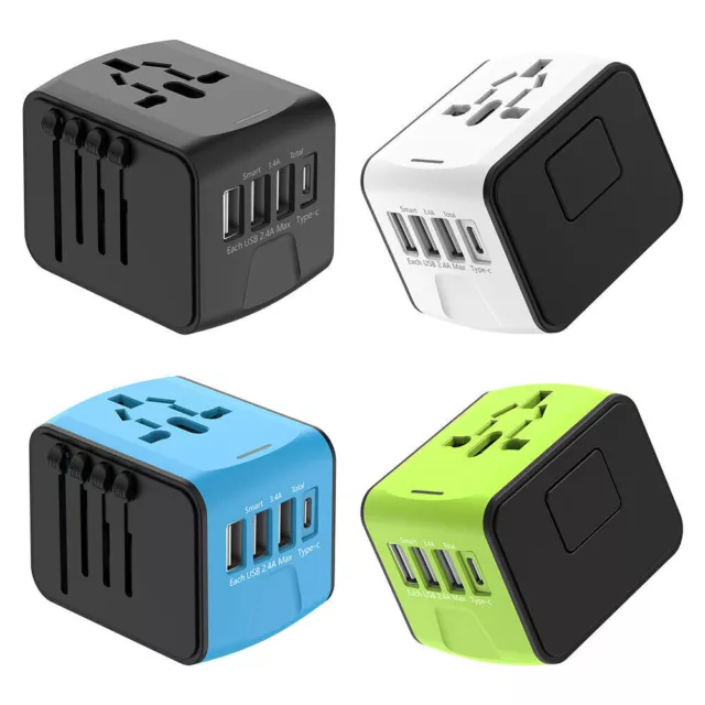 Universal World Wide Travel Adapter Multi Plug 4 USB Port Charger UK EU AU US