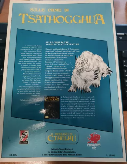 Il Richiamo di Cthulhu gdr Sulle Orme di Tsathogghua, Stratelibri 1103, Chaosium 2