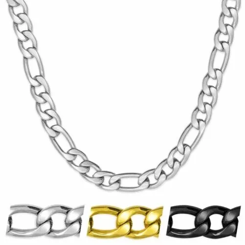 Figaro Chaîne Collier Gourmette Byzantin Hommes en Acier Inoxydable Argent Or