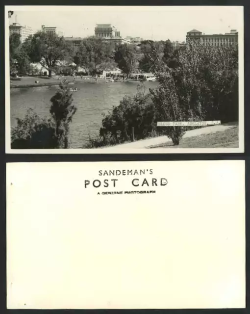 Australia Adelaide Elder Park Panorama Lake Boat Boating Old Real Photo Postcard