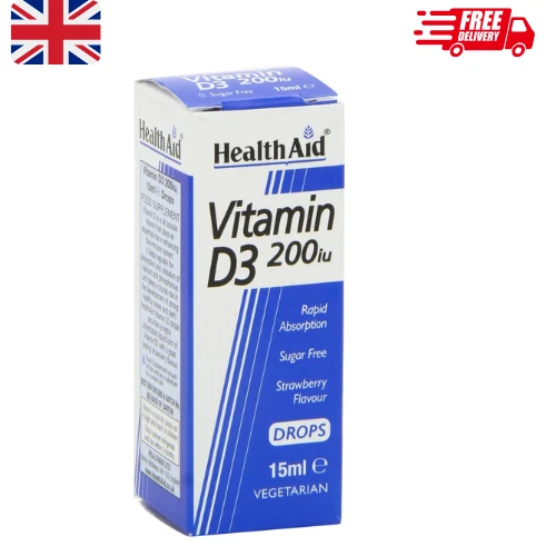 HEALTHAID VITAMIN D3 200iu Drops, Strawberry, 15 Millilitre £13.19