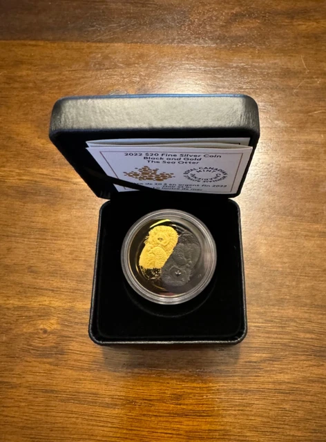 2022 Canada 1 oz Silver The Sea Otter - Black and Gold Coin Series .9999 Fine