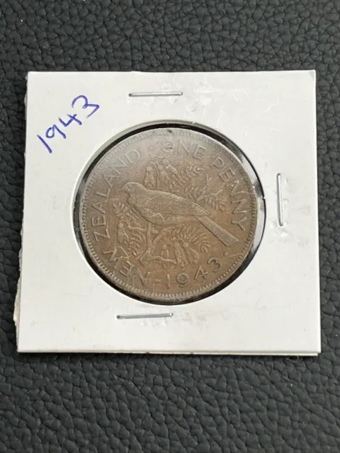 🔓1943 New Zealand Penny King🔓 George Vi Emporer One Penny Detailed Coin #W9🔓