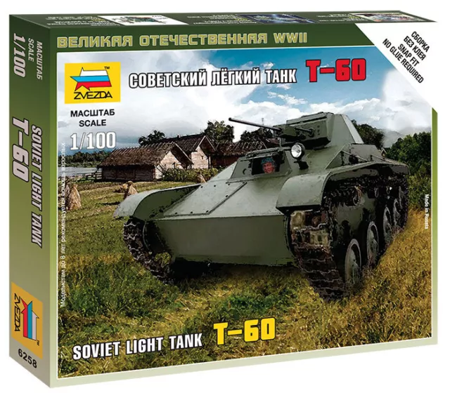 Zvezda 6258 - 1/100 Wargame Addon Soviet Light Tank T-60 - Neu