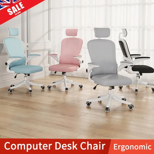 Ergonomic  Office Mesh Chair Flip-up Arms Computer Desk Chair Height Adjustable