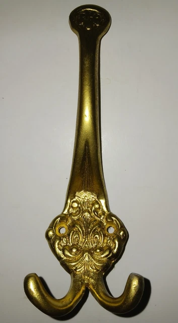 Vintage Brass Wall Mounted Hanger / Hook with 2 prongs