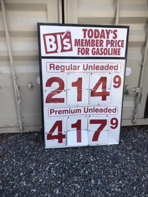 Vintage 5ft BJ’s Fuel Price Sign Road Street Man Cave Decor Signs Art Gas & Oil