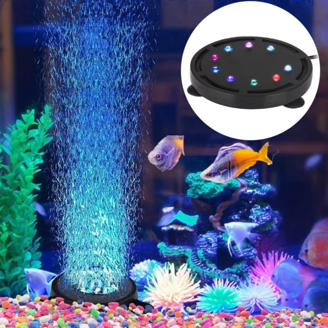 Aquarium Underwater Air Bubble LED Light RGB Submersible Lamp Remote Fish Tank