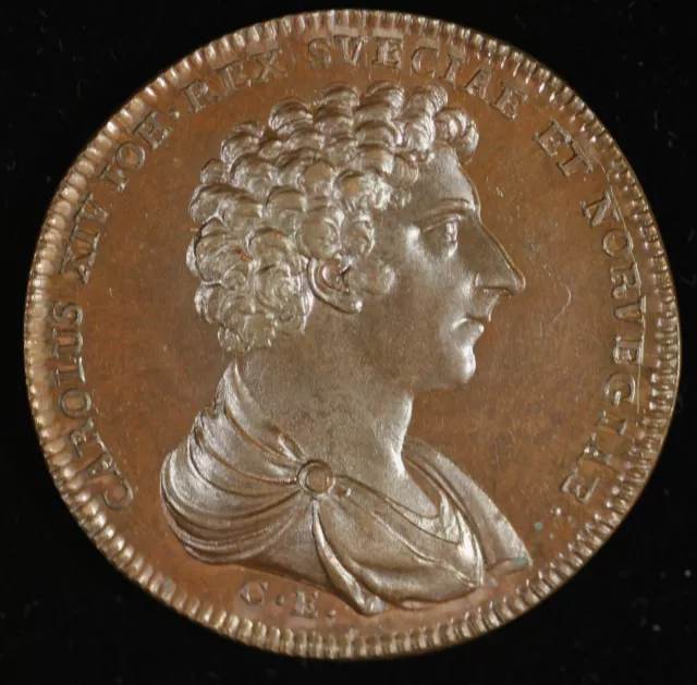 Sweden. 1814. Charles XIV Medal. Copper. Gem Unc. Strongly Prooflike. Incredible