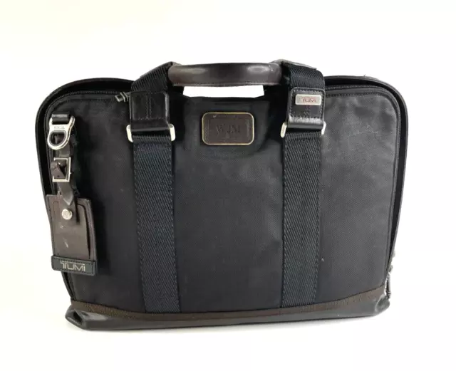 TUMI Alpha Bravo Nylon Leather Briefcase Satchel Carry On Laptop Bag Black/Brown