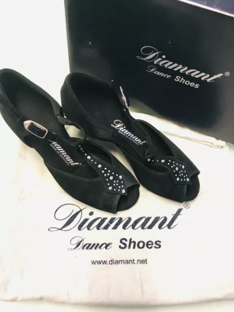 Diamant Tanzschuh Damen Kinder Größe 33/34 Schwarz Velour 5 cm Absatz