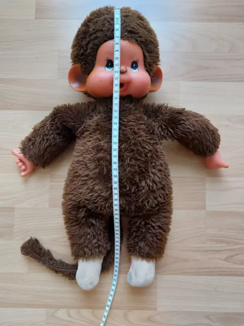 Monchichi XXL ca. 50 cm Braun (1974 - 1984) mit Stofffüßen - KEIN SEKIGUCHI 3