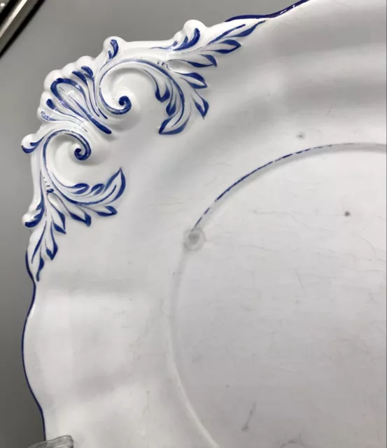 Antik uralt Villeroy&Boch Keramik Servierschale Zierschale um 1830-70 weiß blau 3