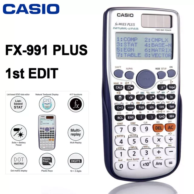 Casio FX-991ES Plus Scientific Calculator Classwiz 417 Function Spreadsheet Weiß