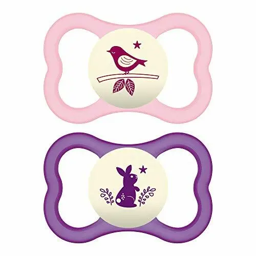 MAM Latex Air Night Soothers 12 Months  Pack of 2, Glow in the Dark Baby Soot