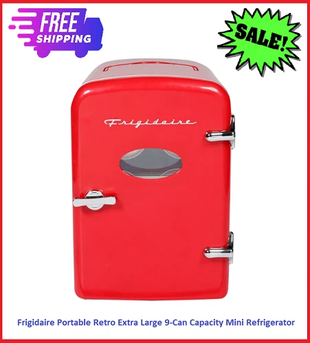 Portable Retro Extra Large 9-Can Capacity Mini Refrigerator, EFMIS175, Red