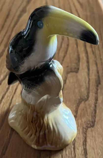Figurine Vintage Toucan Bird Made in Brazil Glazed Ceramic Tropical 7” Tall