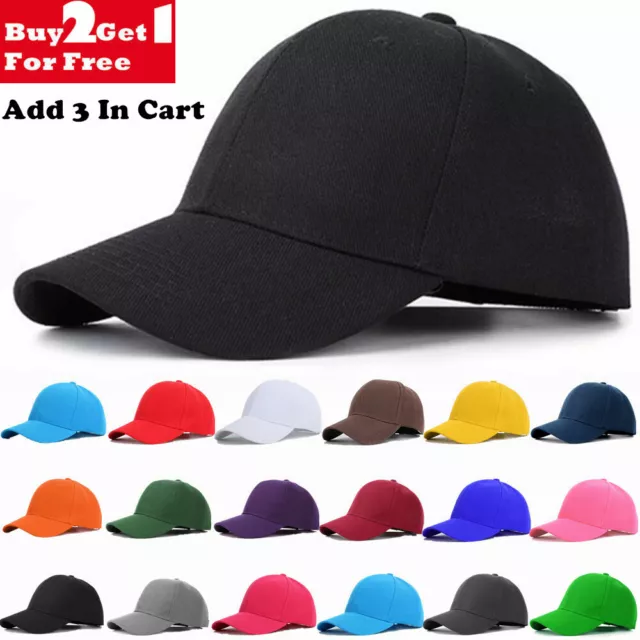 BASEBALL CAP PLAIN Trucker Hat Adjustable Solid Hats Polo Golf
