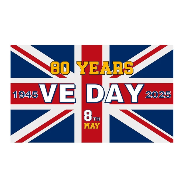 VE DAY 80TH Anniversary Decorations Flag 2025 Union Jack Flag 1945-2025 ...
