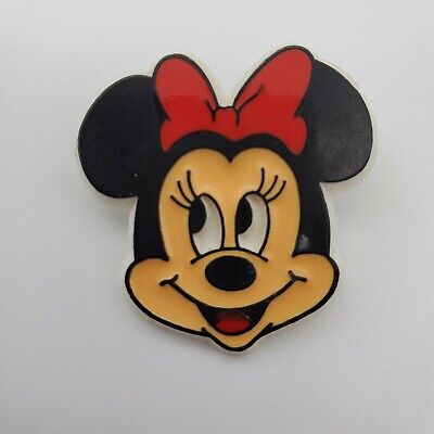 Vintage Walt Disney Minnie Mouse Head Plastic Pin Brooch