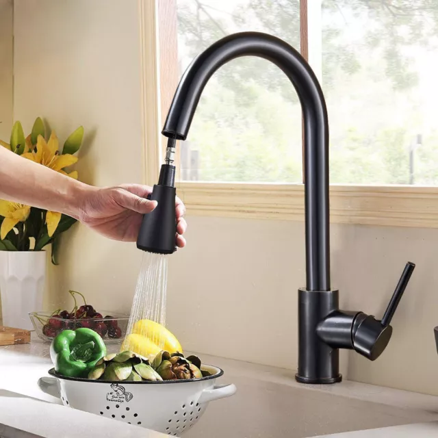 Robinet de cuisine Noir Extractible pivotant 360°avec Mitigeur robinet de douche