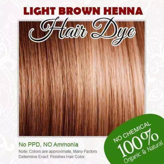 Tinte para el cabello con henna marrón claro: henna 100% orgánica y libre...