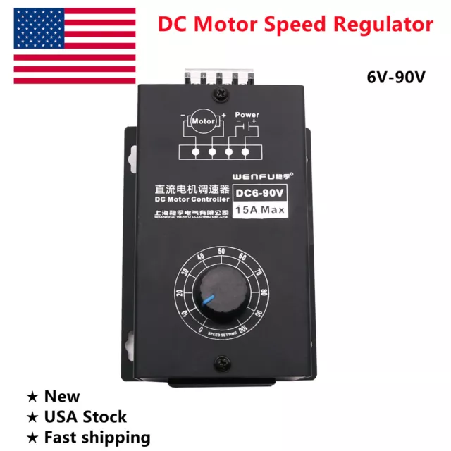 DC Motor Speed Regulator 6V-90V PWM 15A Digital Controller Switch Display USA