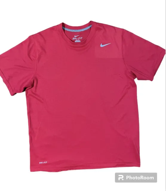 Nike Dri-Fit Shirt Men's Sz L Red Short Sleeve Active Running Tshirt Crew Neck