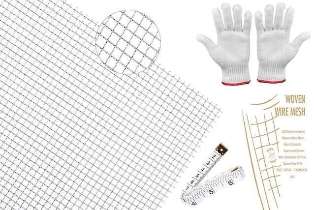 Woven Wire Mesh 5-304 Stainless Steel Wire Mesh Screen, 5 Mesh 4.5Mm Hole, 12 X