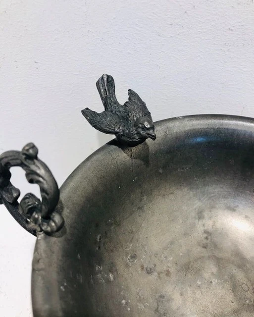 Pendentif Boule De Cristal En Verre Avec Griffe Oiseau En étain - Signé JJ Jonette - Occasion