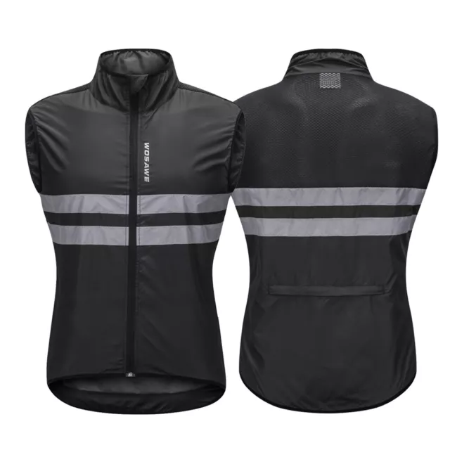 WOSAWE Mens Windproof Cycling Vest Reflective Gilet Waistcoat Sleeveless Jacket