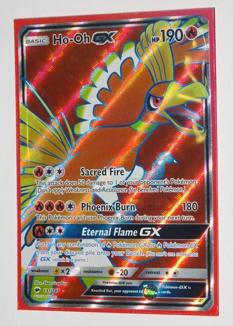 Ho-Oh GX 131/147 - Full Art  Holo Rare - Burning Shadows - Pokemon Card