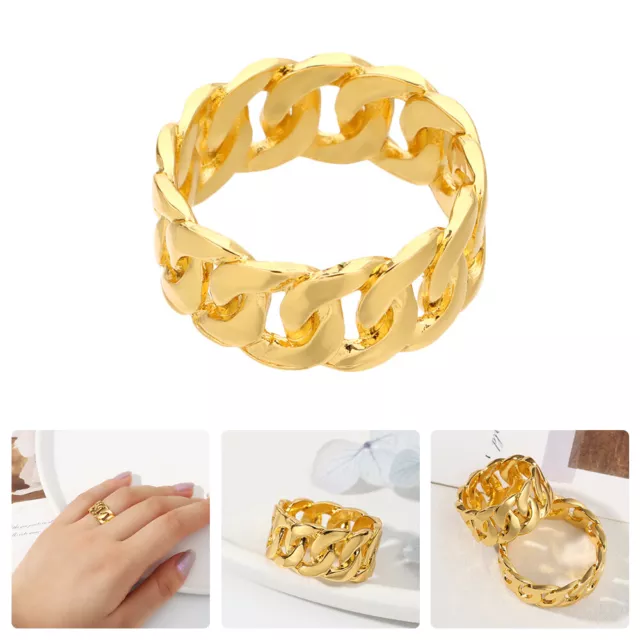 Fashion Gorgeous Stainless 18k Jewelry Classic Chain Ring Gold Plated Ring