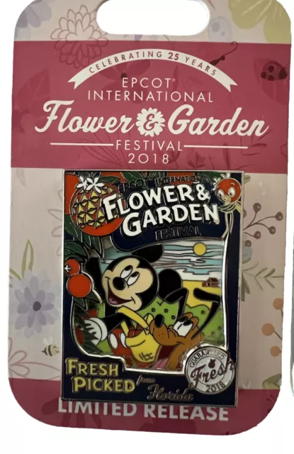 Disney Epcot Flower & Garden Festival 2018 Mickey & Pluto & Figment 3-D Pin Set 2