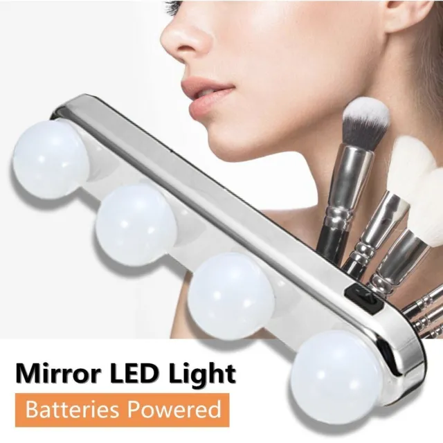 4 LED Bulbs Vanity Mirror Light Portable Super Bright For Makeup Hollywood Style