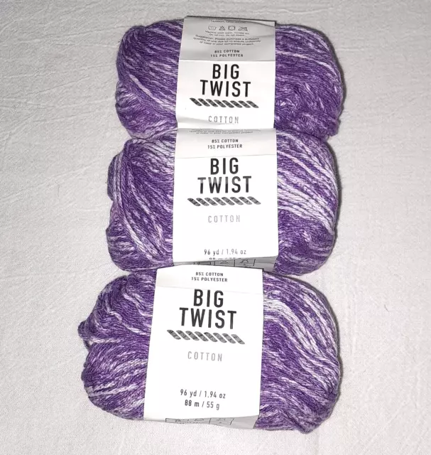 Big Twist Yarn Chunky Skeins Lot Of 3 Gray Aqua Purple
