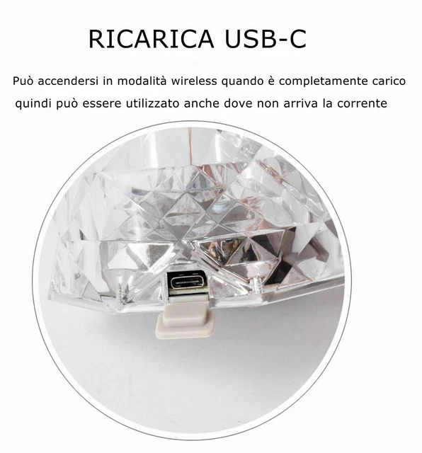 Lampada Da Tavolo Led Effetto Cristallo Per Bar Ristorante Pub Casa Senza Fili 6
