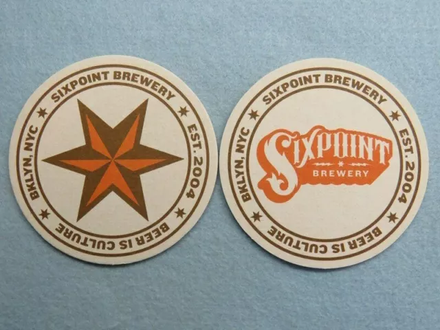 Beer Brewery Bar Coaster ~ SIXPOINT Craft Ales ~ Brooklyn, NEW YORK Since 2005