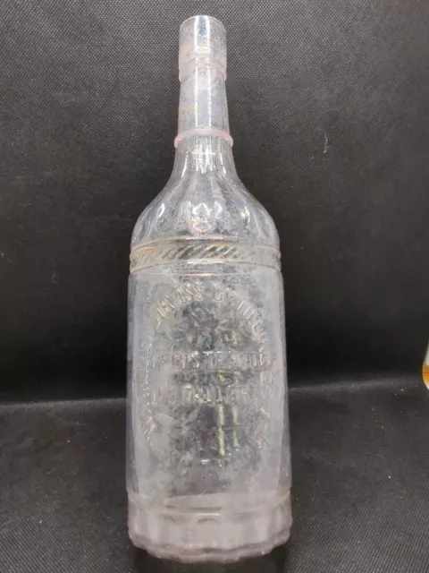 Antique Kellerstrass Distilling Large Glass Old Whiskey Bottle Kansas City Bar