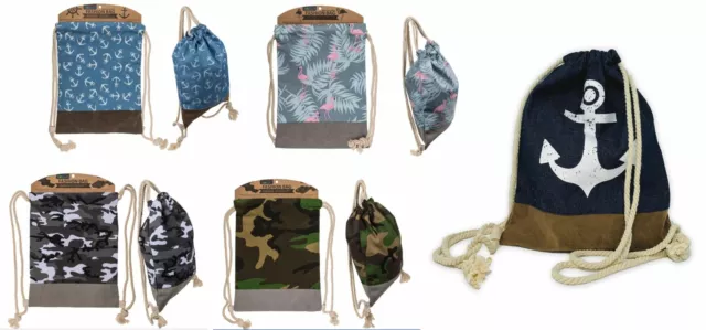 Rucksack Turnbeutel Beuteltasche Gymbag mit Kordelbandträgern 1 Stck Farbauswahl