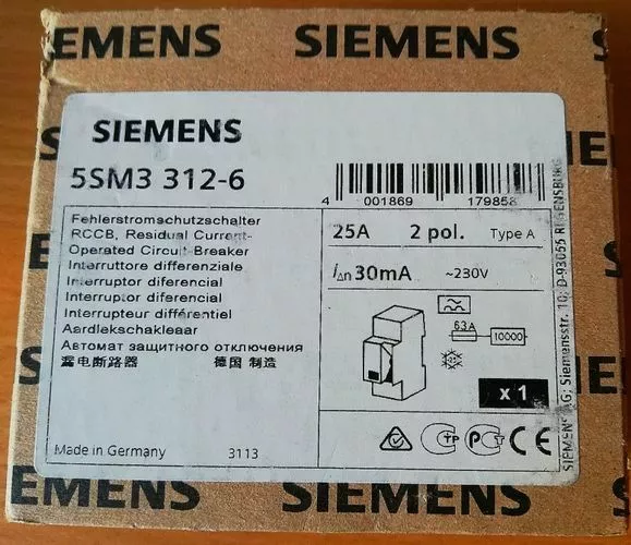 Siemens Fehlerstromschutzschalter 5SM3 312-6