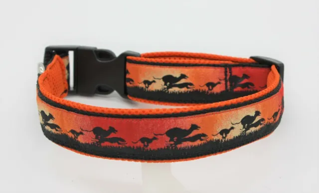 Hundehalsband Handarbeit Mesh unterlegt " Windhund "  32-50 cm, Einzelstück