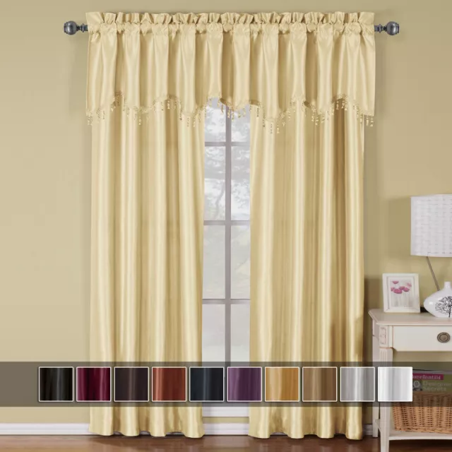 42x108" Soho Faux Silk Rod Pocket Curtain Panel - Matching Valance